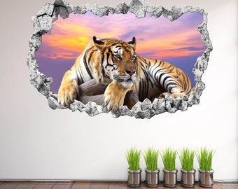 Tiger Wall Decal Sticker Mural Poster Print Art Home Decor Wild Animal Sunset CT80