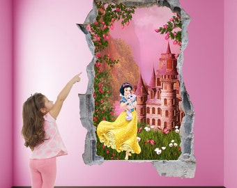 Princess Snow White Fantasy Castle Wall Decal Sticker Mural Poster Print Art Kids Girls Room Decor ED12