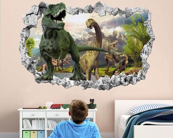 Sticker mural dinosaures, impression murale, art mural, chambre d'enfants, décoration KB1