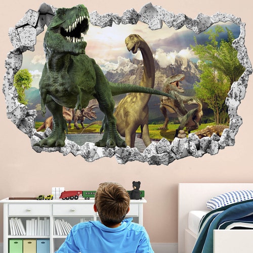 Adhesive Vinyl Poster Dinosaurs In The Jungle - Foto 12