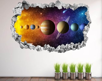 Solar System Wall Sticker for Kids Bedroom | Space Planets Wall Decal | Nursery Astronomy Wall Art - KP12