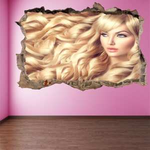 Long Shiny Hair Woman Model Beauty Salon Wall Decal Sticker Mural Poster Print Art Decor GP2
