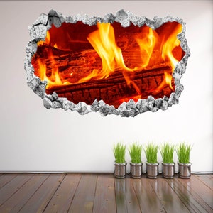Fireplace Flame Wall Decal Sticker Mural Poster Print Art Home Office Decor CT83