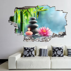 Spa Massage Stones Bamboo Flower Wall Decal Sticker Mural Poster Print Art Home Office Decor FS19