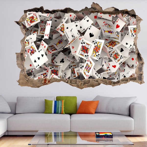 Autocollant Mural de cartes à jouer de Poker, affiche murale imprimée, décor de Pub et de Casino GE5