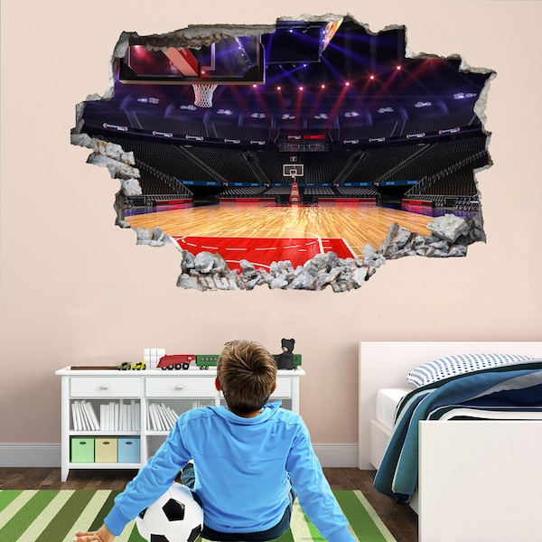 Basketball Court Wall Sticker Mural Decal Print Art Kids Bedroom Decor Sports Wall Decal BH2