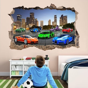 Super sportwagens Supercar muurstickers muurschildering sticker print kunst kinderen slaapkamer decor DT23 afbeelding 1