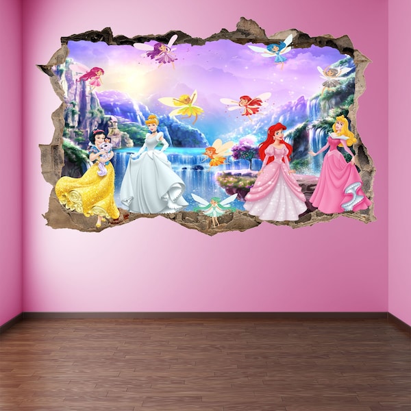 Princess Fairies Wall Decal Sticker Mural Poster Print Art Kids Girls Bedroom Decor GS3