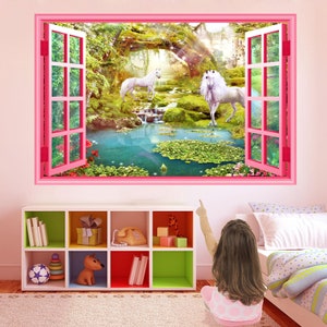 Unicorn Fairy Forest Fantasy Wall Decal Sticker Mural Poster Print Art Kids Girls Bedroom Decor AZ42