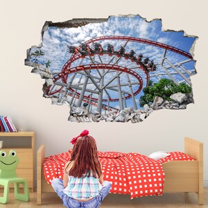 Roller Coaster Ride Wall Decal Sticker Mural Poster Print Art Kids Bedroom Home Decor FM18