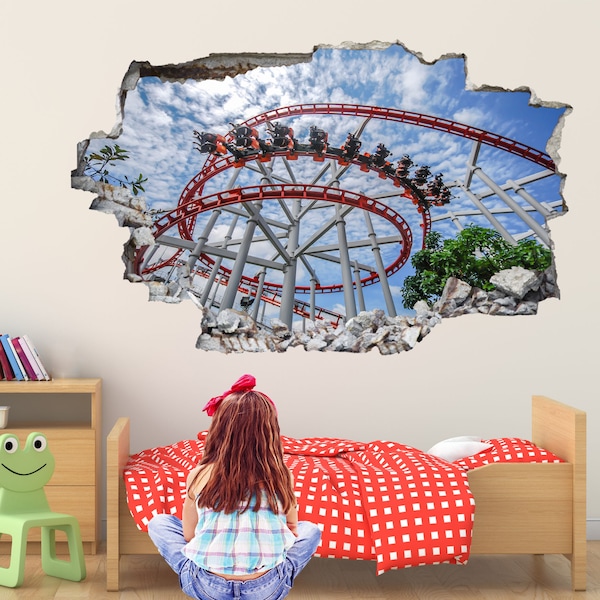 Roller Coaster Ride Wall Decal Sticker Mural Poster Print Art Kids Bedroom Home Decor FM18
