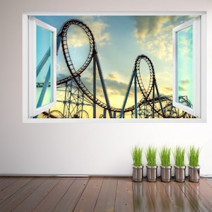 Roller Coaster Ride Wall Decal Sticker Mural Poster Print Art Kids Bedroom Home Decor FM14