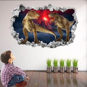 Dinosaurs Volcanic Eruption Wall Decal Sticker Mural Poster Print Art Kids Bedroom Nursery Decor KR63