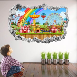 Pretpark ritten Cartoon muur sticker Sticker muurschildering Poster Print Art Kids slaapkamer Home Decor KS25