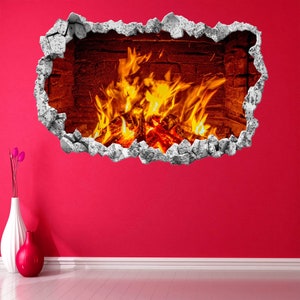 Fireplace Flame Wall Decal Sticker Mural Poster Print Art Home Office Decor CT82