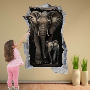 Calcomanía de pared de animales africanos de elefantes, póster, Mural, arte impreso, decoración del hogar KS4