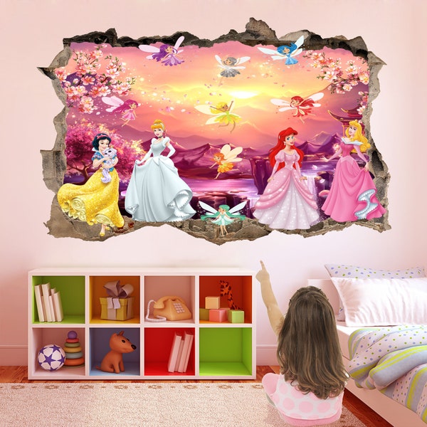 Fairytale Princess Fairies Fantasy Wall Decal Sticker Mural Poster Print Art Kids Girls Bedroom Wall Decor GS4