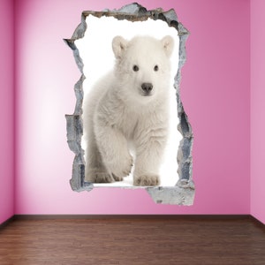 Baby ijsbeer Cub muur sticker Sticker muurschildering Poster Print Art Home Decor EJ24