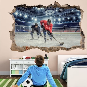 Ice Hockey Players Sports Wall Decal Sticker Mural Poster Print Art Kids Bedroom Home Decor GD9