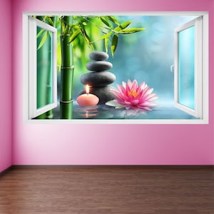 Spa Massage Stones Water Lily Wall Decal Sticker Mural Poster Print Art Home Office Decor FS17