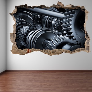 Gears Car Engine Gearbox Wall Decal Sticker Mural Poster Print Art Garage Decor GE13