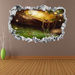 Enchanted Flowers Forest Lanterns Butterflies Fantasy Wall Decal Sticker Mural Poster Print Art Kids Bedroom Home Decor KH14
