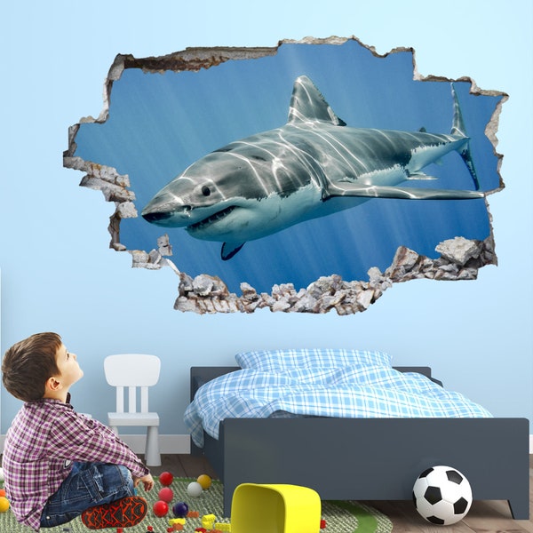 Shark Wall Decal Sticker Mural Poster Print Art Kids Bedroom Home Decor FM6