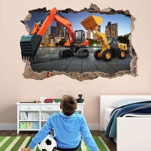 Excavator Construction Equipment Work Machine Wall Sticker Mural Decal Poster Print Art Home Office Decor BF25