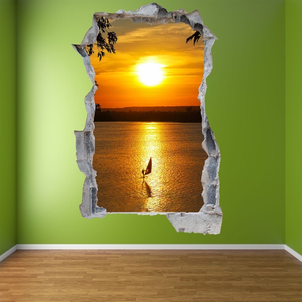 Wind Surfer Sunset Wall Decal Sticker Mural Poster Print Art Home Office Nursery Decor HA32