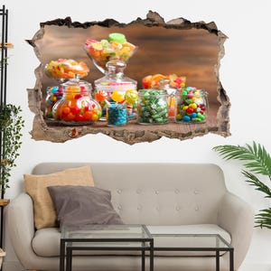 Bunt Bonbonglas Wandtattoo Aufkleber Wandbild Poster Kunst Cafe Shop Home Küche Dekor ER19