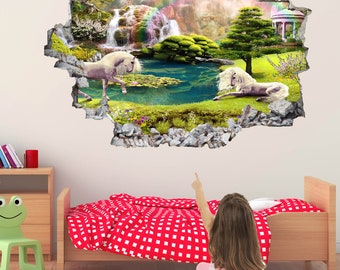 Unicorn Enchanted Forest Fantasy Wall Sticker Mural Decal Etsy