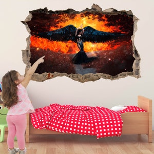 Black Wings Angel Fantasy Wall Sticker Mural Decal Print Art Kids Bedroom Decor CP16