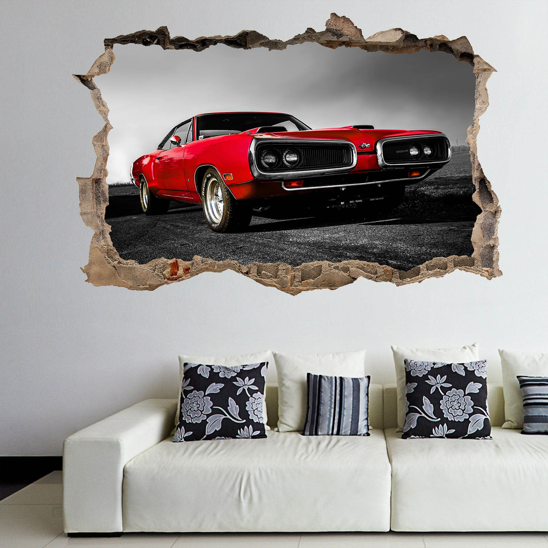 Am13 Sticker Red Muscle Car Wall Stickers Mural Decal Poster Print Art Kids Bedroom ...