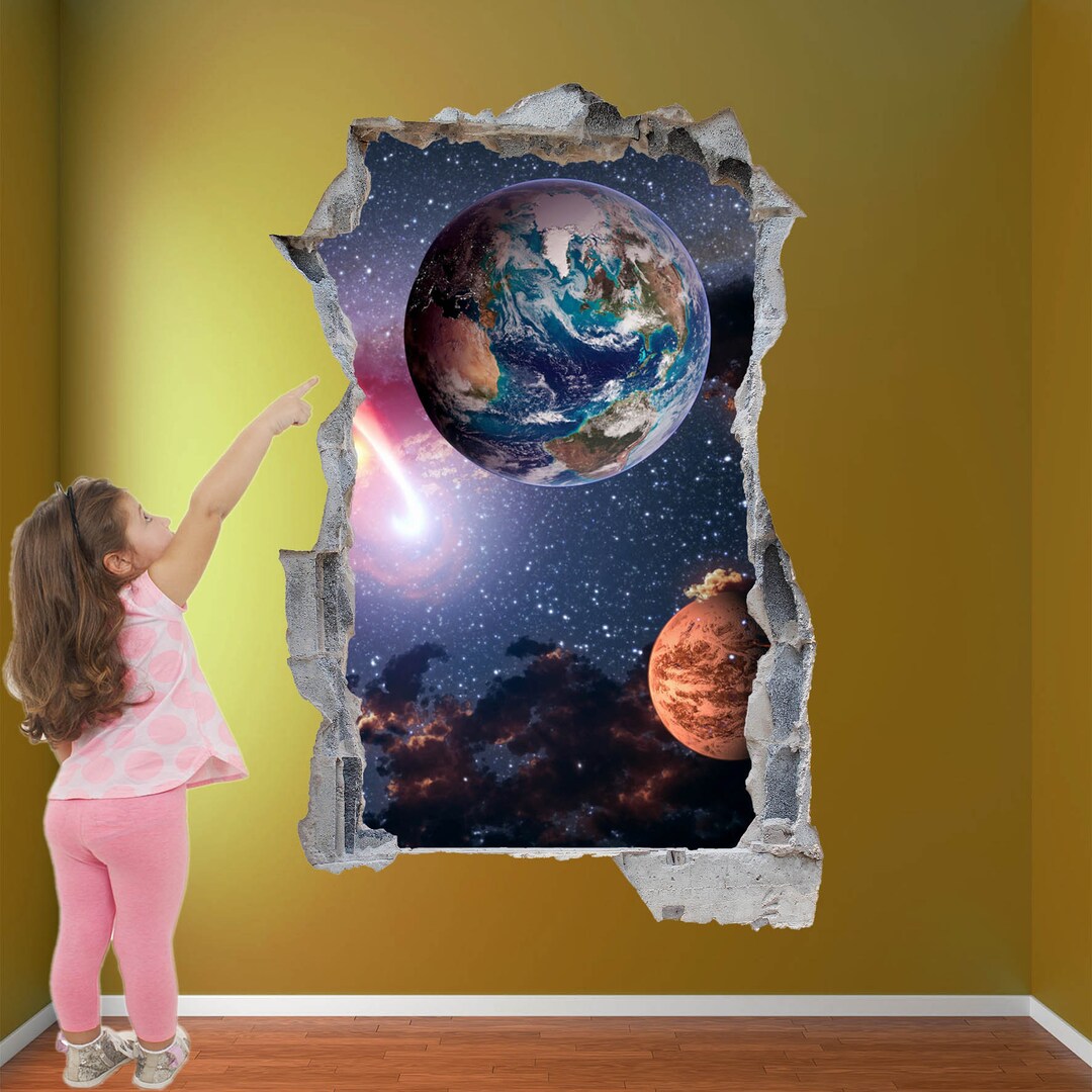 Earth Space Planets Solar System Wall Decal Sticker Mural Print Art ...
