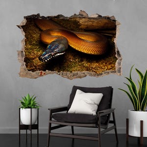 Python Snake Wall Decal Sticker | Tropical Animal Wall Mural Print Art  for Home Decor - CT57