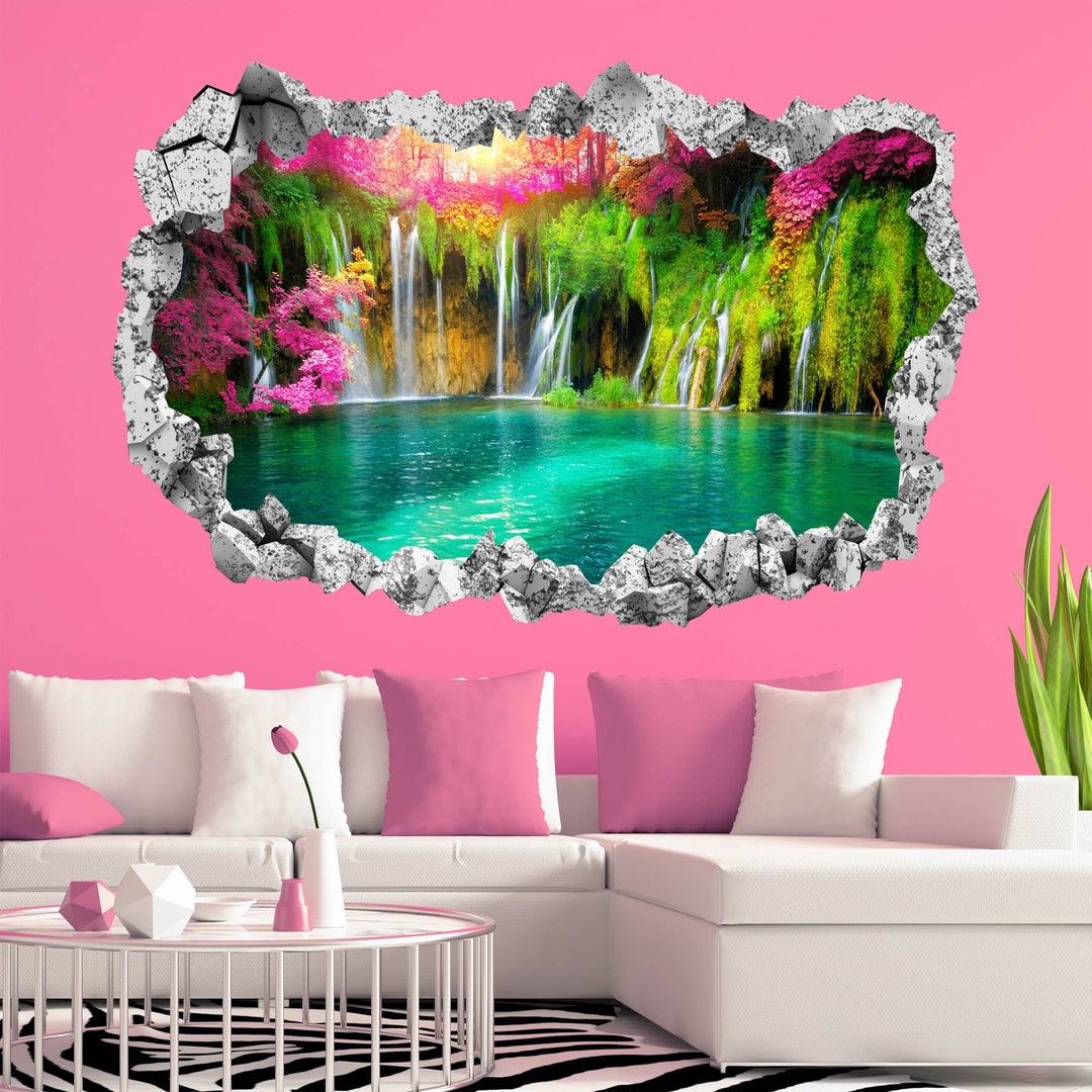 Waterfall Lake Wall Decal Sticker Mural Poster Print Art Home Etsy