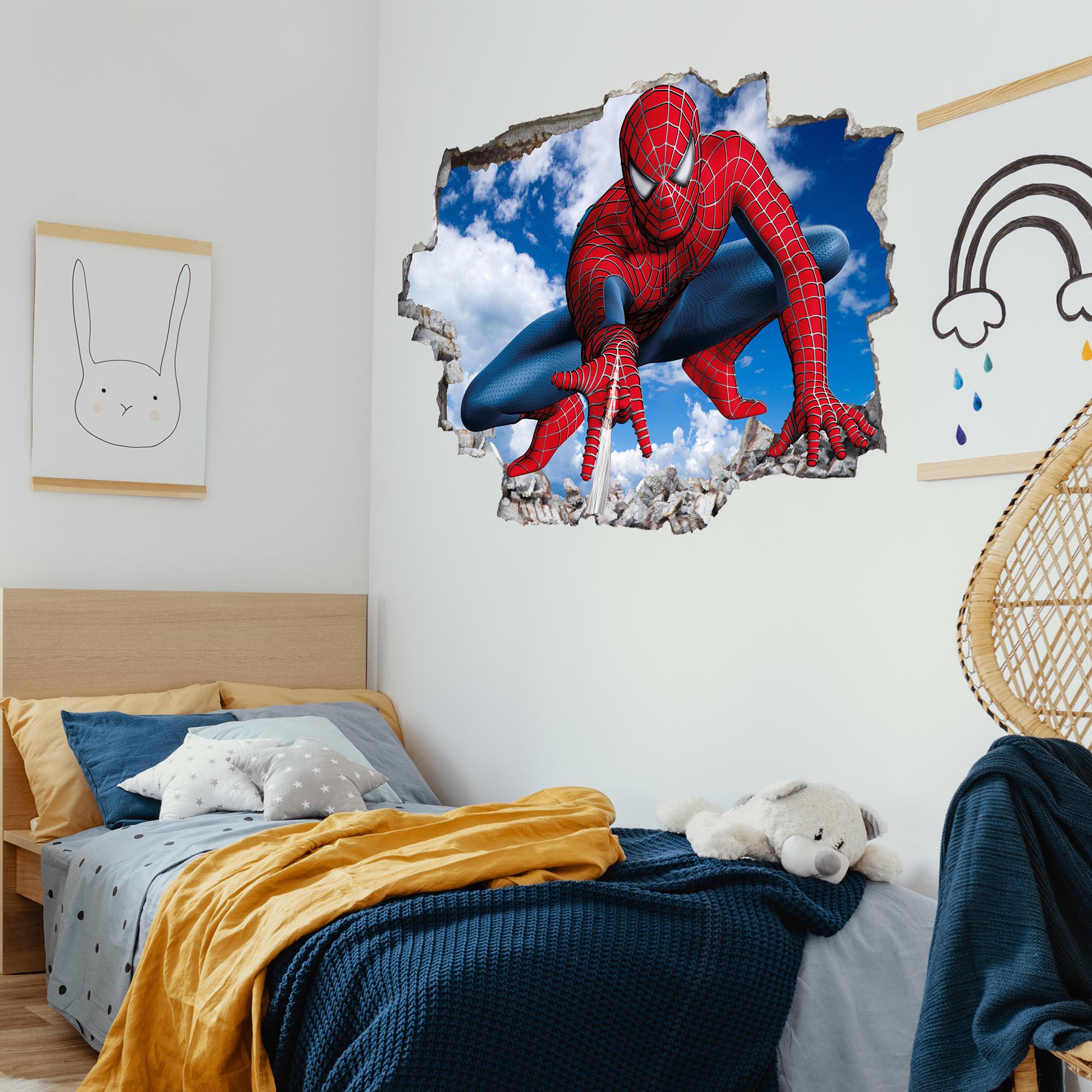 Sticker Géant Mural Spiderman 47x40 Cm - Déco Chambre Enfant - Vinyle Multicolore