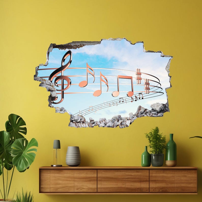 Musical Note Mural Musical Notes Wall Decal Sticker Mural Poster Print Art Kids Room Decor ...