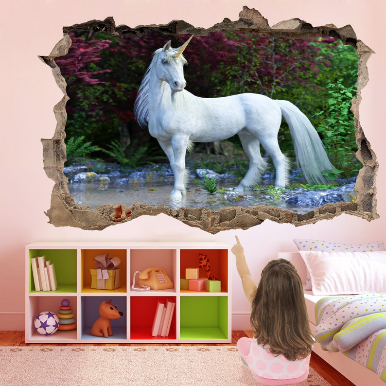Unicorn Enchanted Forest Wall Decal Sticker Mural Poster Print Art Kids