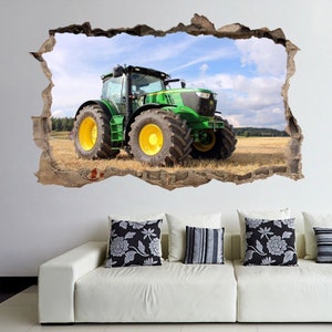 Sticker mural tracteur moderne décalcomanie murale affiche impression Art maison ferme décoration véhicule agricole machines BF10 image 5