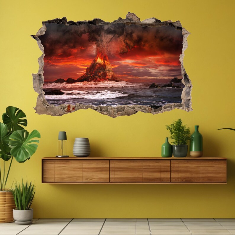 Volcano Eruption Wall Decal Sticker Mural Poster Print Art Home Office ...