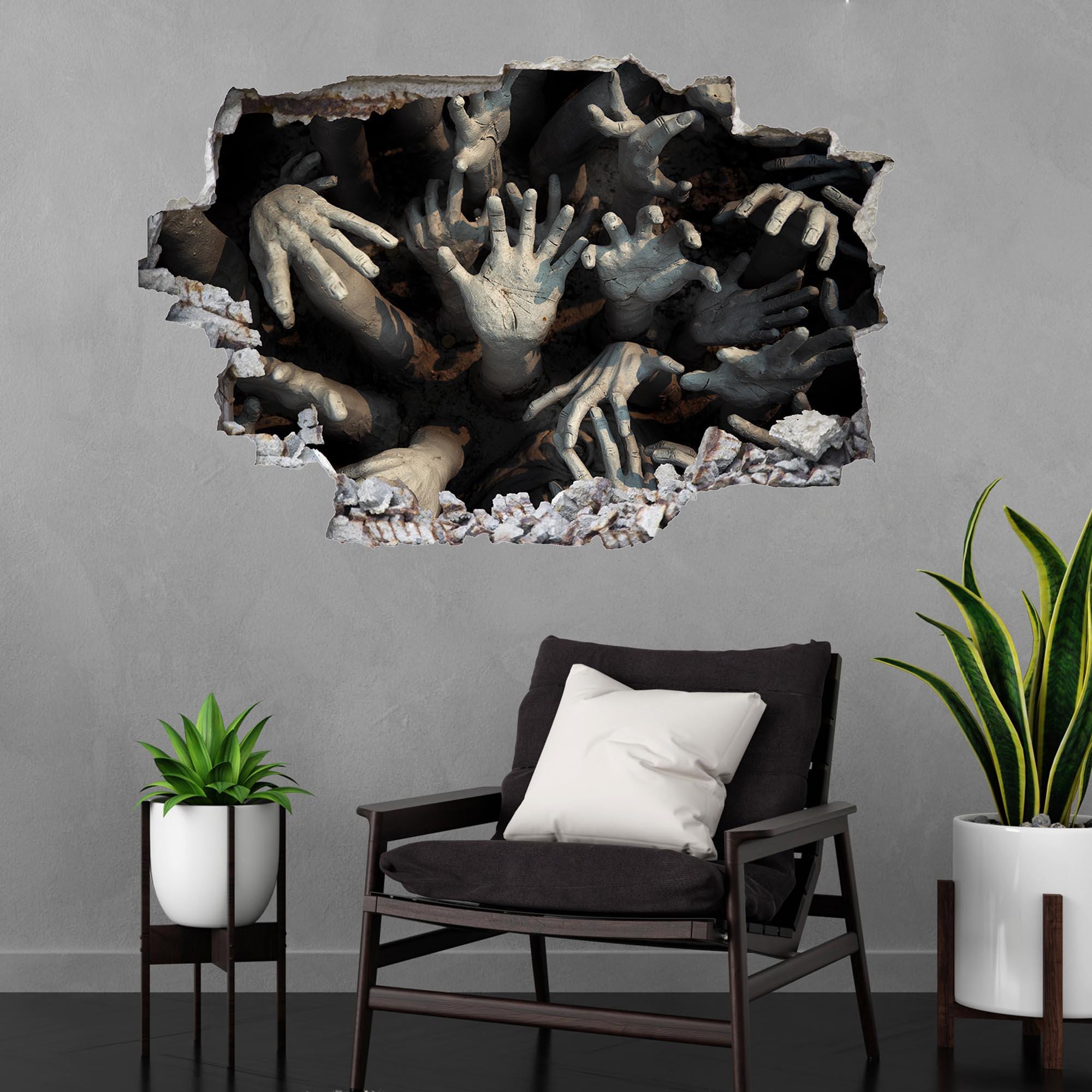 Zombie Walking Scary Hands Wall Decal Sticker Mural Poster Print Art Fantasy Home Decor DB4
