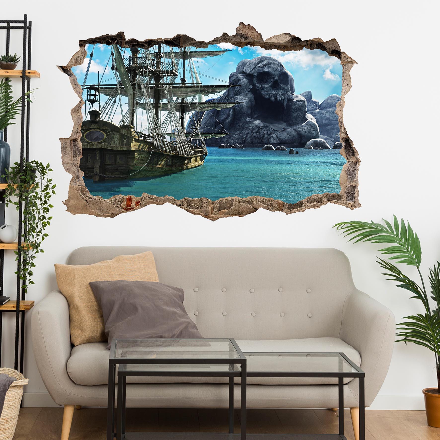 Skull Island Pirate Ship Wall Decal Sticker Mural Poster Print Art Home ...