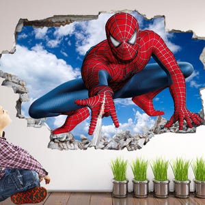 Wandsticker Spiderman für Kinderzimmer | Superhelden-Wandtattoo | Jungenzimmer Wand Kunst Dekor - EA52