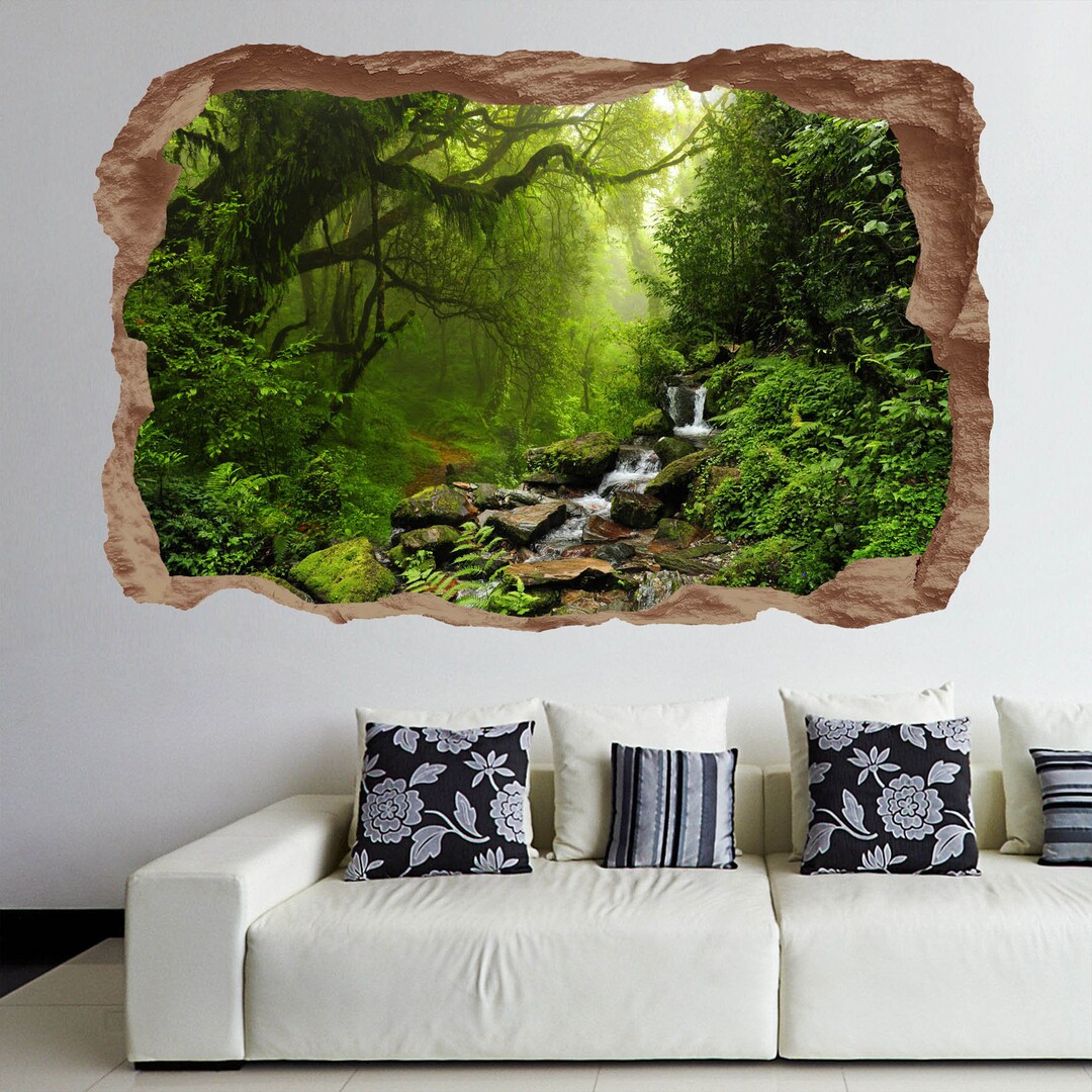 Tropical Forest River Wall Decal Sticker Mural Print Art Home Office