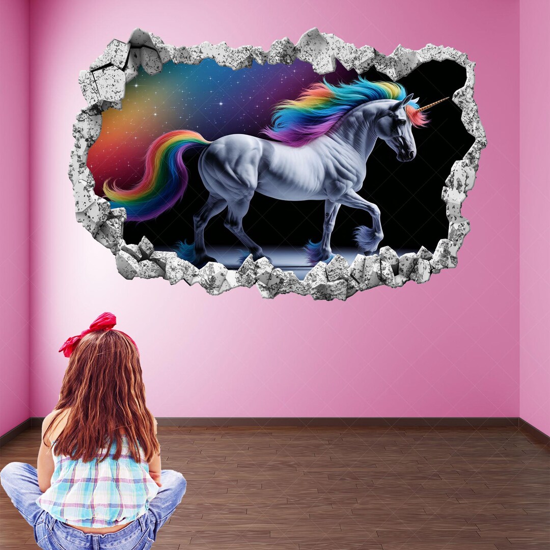 Unicorn Wall Decal Sticker Mural Poster Print Art Kids Girls Bedroom ...
