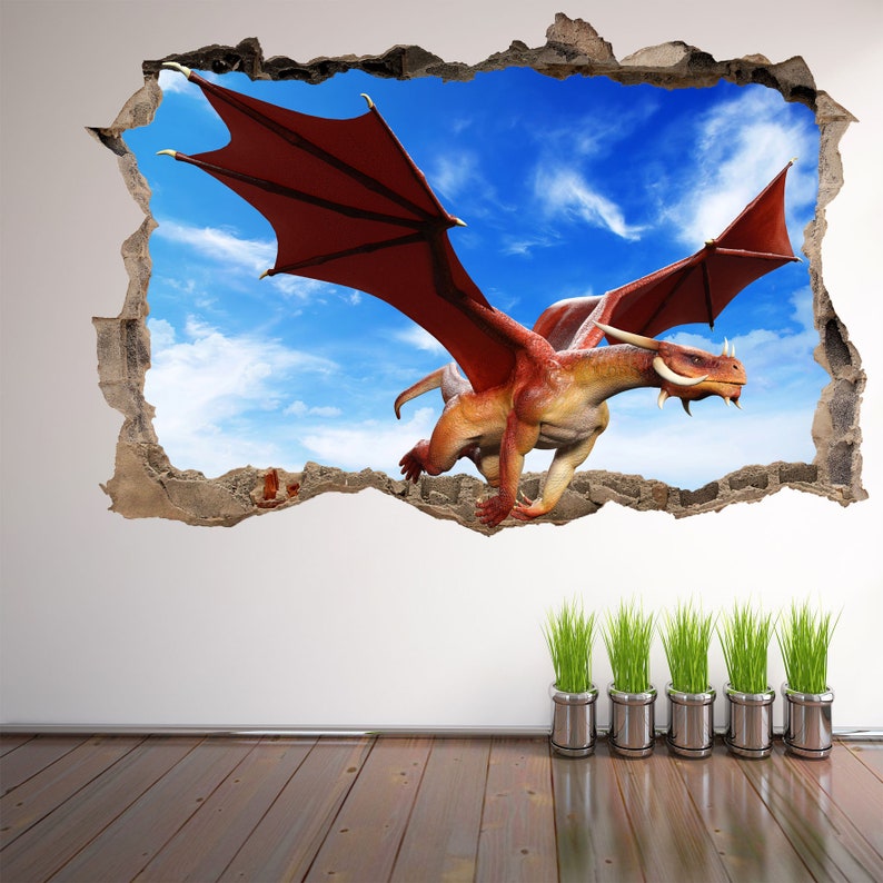 Dragon Fantasy Wall Sticker Mural Decal Print Art Kids Bedroom Decor ...
