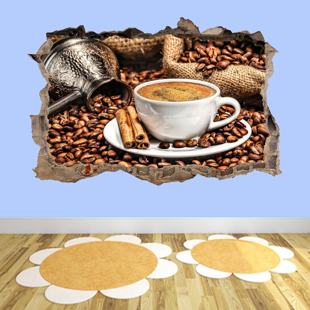 Coffee Cup Beans Wall Sticker Mural Decal Poster Print Art Home Office