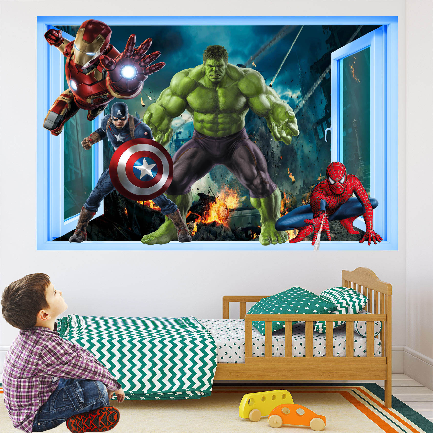 superhero wall decal sticker mural poster print art spiderman etsy