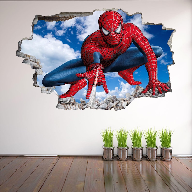 Sticker mural super-héros Spiderman, affiche murale, impression d'art, décoration de bureau à domicile, Spider Man EA52 image 4